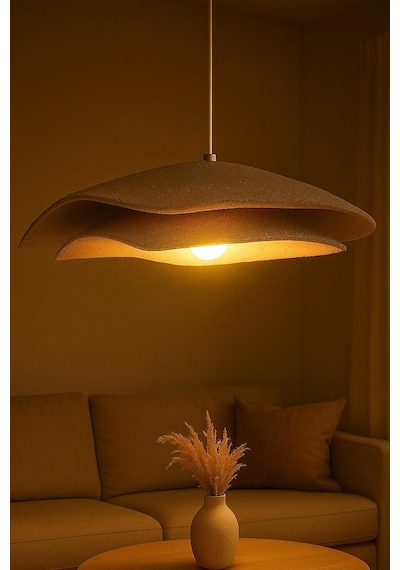 Karbon Beton Avize Tekli Sarkıt Modern Tavan Aydınlatma, E27 Duy, 50 65 Cm, 65 Cm Yükseklik Marvante Handmade Diğer