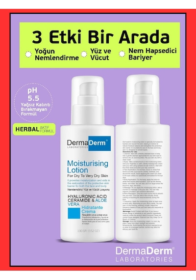 Dermaderm Nemlendirici Yüz ve Vücut Kremi 100 ML