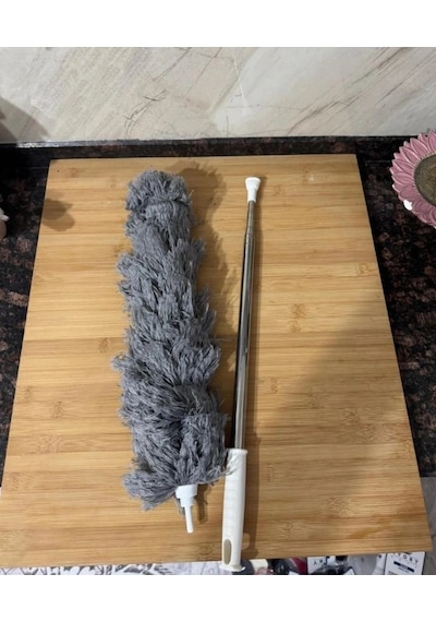 Mikrofiber Püsküllü Manyetik Anti-statik Toz Alma Mopu 210 Cm Teleskopik Uzayabilen Saplı Bükülebilir Başlıklı 40 Cm Püs
