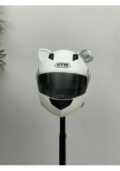Motor & Motosiklet Hologram Fiyonklu Beyaz Kedi Kulak Kask Dış Aksesuarı Diğer