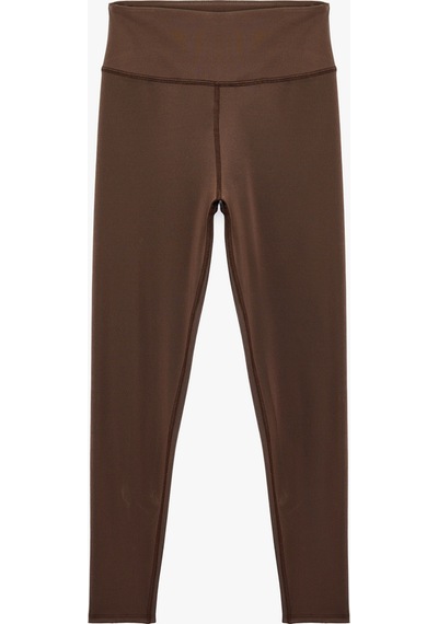Koton Yüksek Bel Dikiş Detaylı Slim Fit Spor Tayt Kahverengi 7wak40152nk Kahve