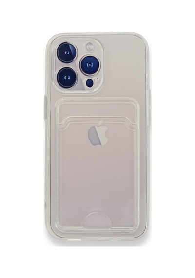 FitCase Apple Uyumlu iPhone 13 Pro Max Kılıf Cardy Şeffaf Kartlık Cepli Kapak
