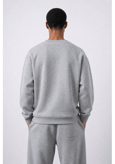 Erkek Respire Basic Oversize Sweatshirt Gri Melanj