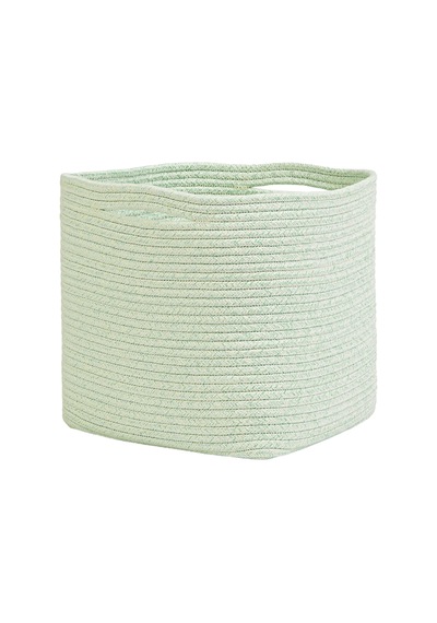 Mint Kırçıllı Pamuklu Sepet 30 X 30 X 30 Cm Açık Ahşap