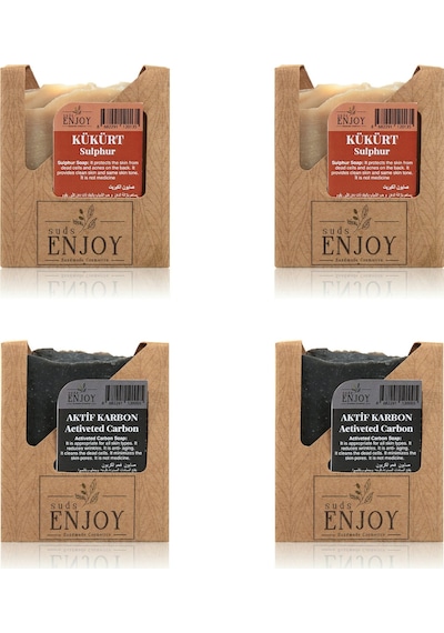 Suds Enjoy Doğal Kükürt Sabun 100 G 2'li + Aktif Karbon Kömür Sabunu 100 G 2'li