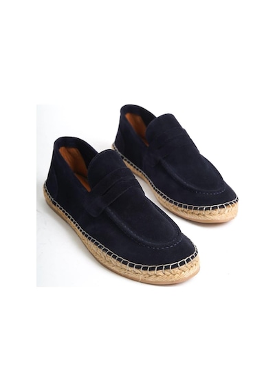 Mubiano Hakiki Deri Summer Erkek Jüt Taban Lacivert Süet Espadril & Loafer -mssr1274-lcv Lacivert