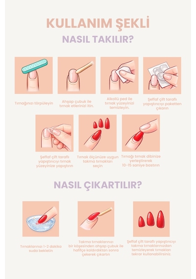 Takma Tırnak Seti & Zararsız Yapıştırıcı Popbeauty10093