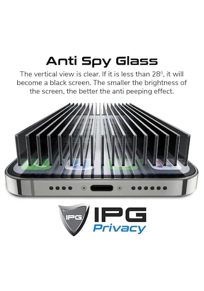Apple iPhone 15 Pro Max Uyumlu İçin Ipg Privacy Hayalet Ekran Koruma Gizlilik