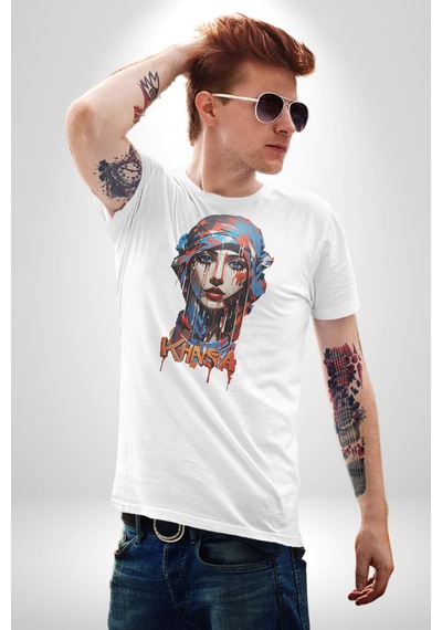 Khansa Eşarp Kadın Tasarımı Unisex Unisex Beyaz Organik Baskılı T-shirt Penye Yüksek Kalite Beyaz