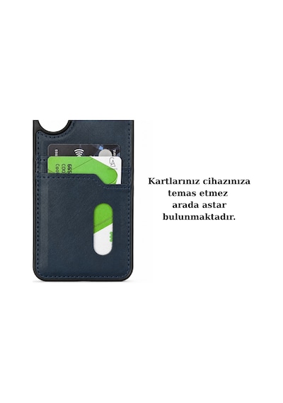 Realme C65 Uyumlu Deri Kartvizitli Kartlıklı Premium Telefon Kılıfı Kapak Lacivert