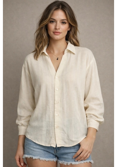 Meine Liebe Unterwäsche Oversize Pure Touch Krem Gömlek