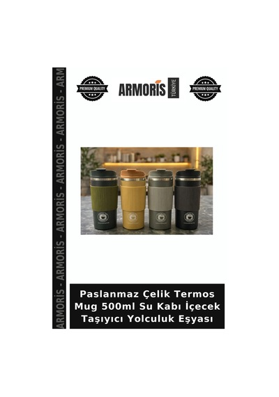 Paslanmaz Çelik Termos Mug 500ml Su Kabı İçecek Taşıyıcı Yolculuk Eşyası Çok Renkli
