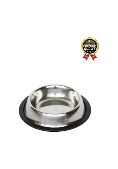 Premium Uzun Ömürlü Sağlam Kaymaz Kauçuk Taban Paslanmaz Çelik Metal Kedi Köpek Mama Su Kabı 26 Cm