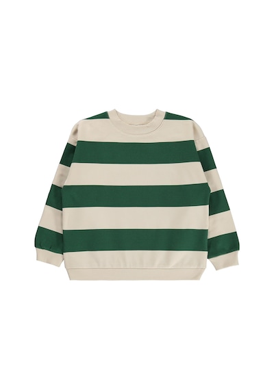 Civil Boys Kalın Çizgili Basic 6-9 Yaş Sweatshirt - Yeşil Çam Yeşili