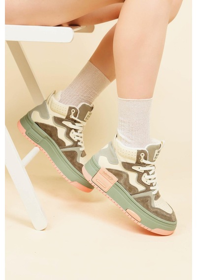 Guja Garnili Kalın Taban Sneakers Yeşil-6016-yeşil Yeşil