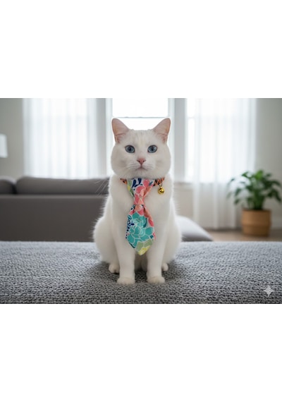 Flypet Renkli Çiçek Desen Kravat Kedi Tasma & Yavru Köpek Tasma 13cm-24cm