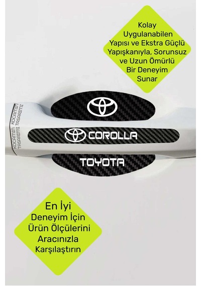 Dayanıklı Baskıya Sahip Toyota Corolla Karbon Kapı İçi Koruma Folyo Seti 8 Parça Beyaz Yazılı Ürün