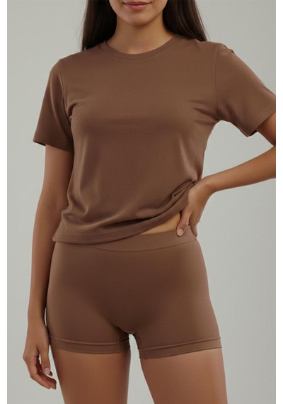 Toparlayıcı İz Yapmayan Seamless Örme Boxer 2001 Kahverengi