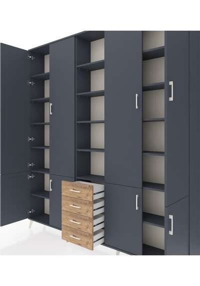 Arges Dolap 17 Raflı 4 Çekmeceli 8 Kapaklı 220x30x243 Antrasit-antrasit/çam Antrasıt/atlas Çam Arges Dolap 17 Raflı 4 Çekmeceli 8 Kapaklı 220x30x243 Antrasit-antrasit/çam Antrasıt/atlas Çam