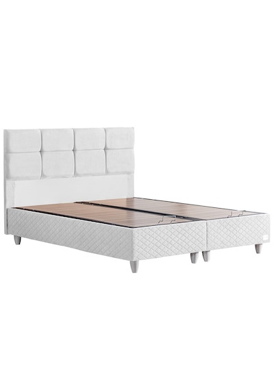 Gümüş İkili Set, Gümüş Çift Kişilik Baza Başlık Seti Beyaz 180 x 200