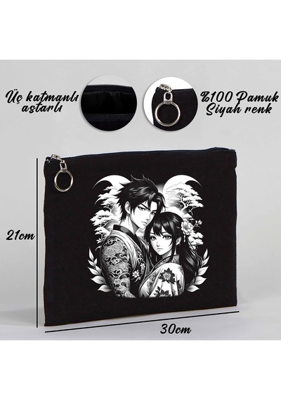 Tattoo Tablet/portföy Çanta - Astarlı 30x21 Cm Siyah - No.03 Siyah