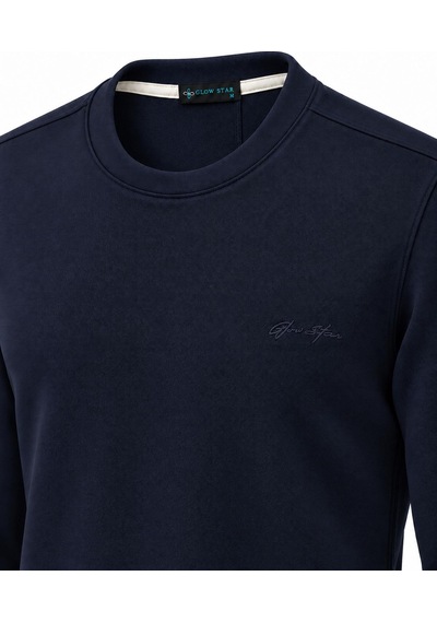 Glow Star Bisiklet Yaka Slim Fit Erkek Sweatshirt - 7777 Lacivert