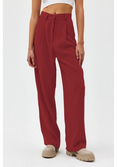 Açelyaokcu Premium Lowry Wide Leg Palazzo Dokuma Pantolon Bordo