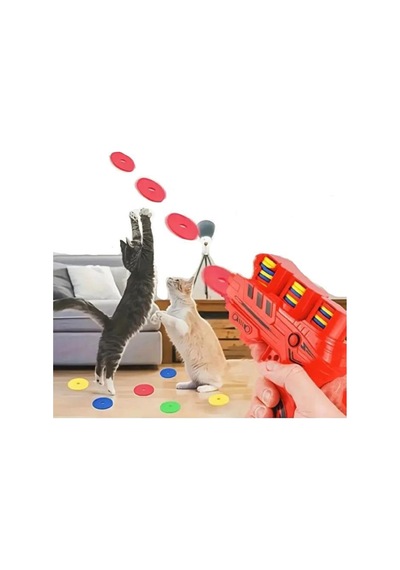 Patibon 25 Köpük Disk Atan Oyuncak Tabanca Kedi Köpek Eva Frizbi Atan Çocuk Oyun Tabancası Yumuşak Kurşun