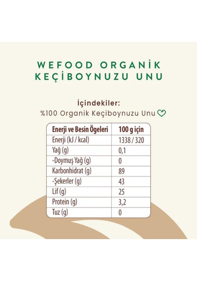 Wefood Organik Keçiboynuzu Unu 320 Gr 320 G