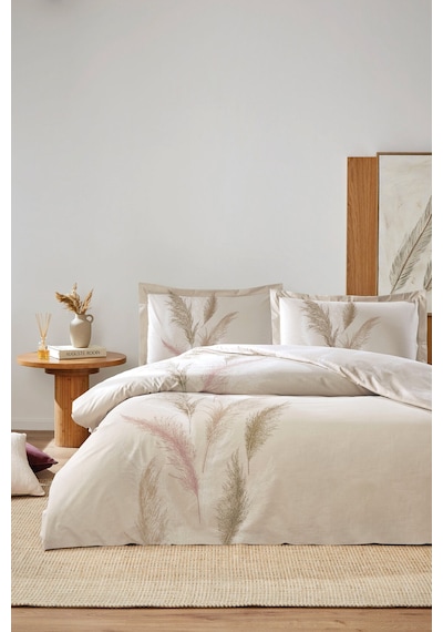 Miscanthus King Size Nevresim Takımı Krem