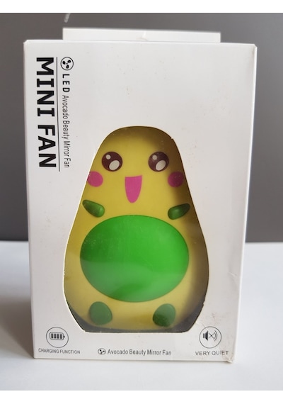 Sevimli Avokado Tasarımlı Led Işıklı Usb Kablolu Mini Fan I Masa Üstü Ve Boyun İpli Vantilatör