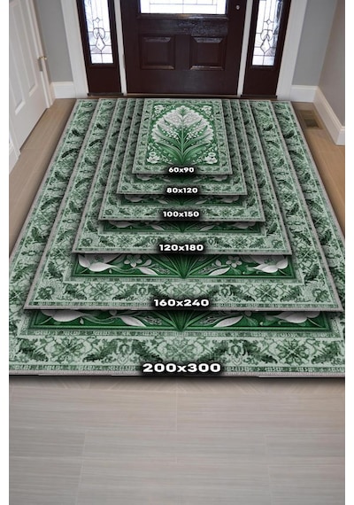 Homshtag Art Deco Müge Vintage Halı Görünümlü Dijital Baskı Renkli Halı Rustik Çiçekli Halı Çok Renkli