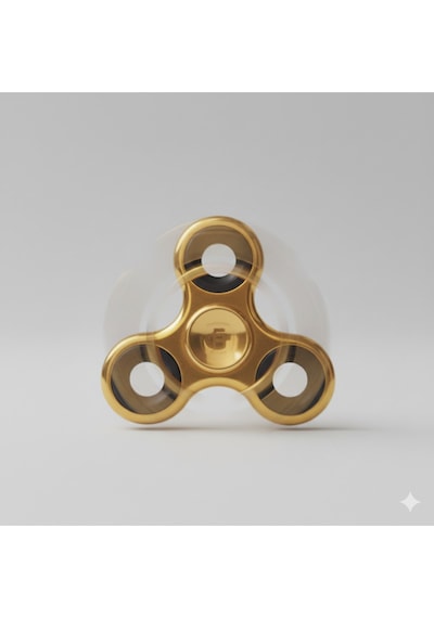 Uzun Süre Dönen Metal Stres Çarkı - Gold Rengi / Fidget Spinner Mavi