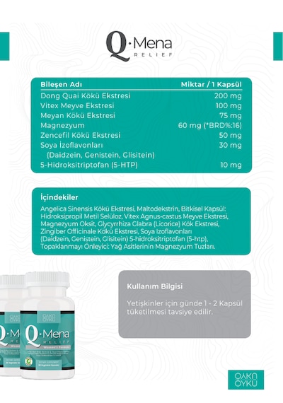 Öykü Q-Mena Bitkisel Gıda Takviyesi 30 Kapsül