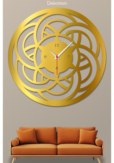 Sarmal Metal Duvar Saati - Altın - 30 X 30 Cm