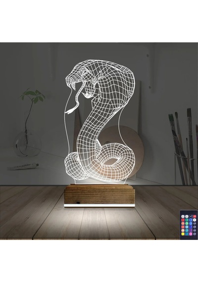 Luvivia Kobra Yılan 3d Lamba - Masa Gece Lambası Şeffaf