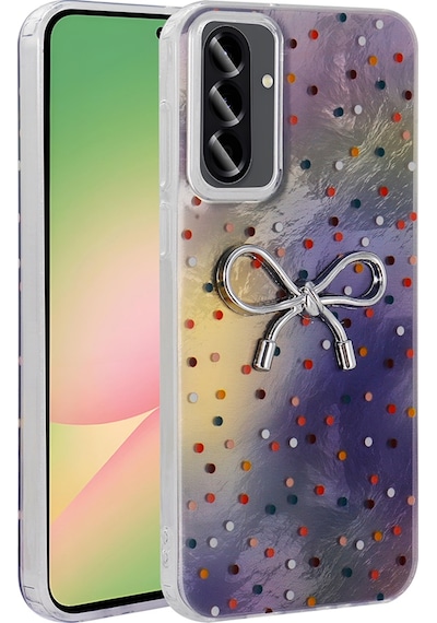 Galaxy A36 Uyumlu Uyumlu Kılıf Kamera Korumalı Figürlü Zore Ponti Silikon Kapak - Lila Lila