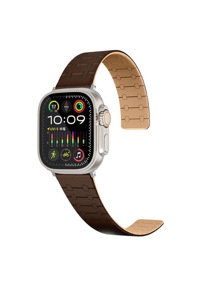 Apple Uyumlu Watch 7 45mm Scks Krd-111 Çizgili Desenli Silikon Kordon-kahverengi
