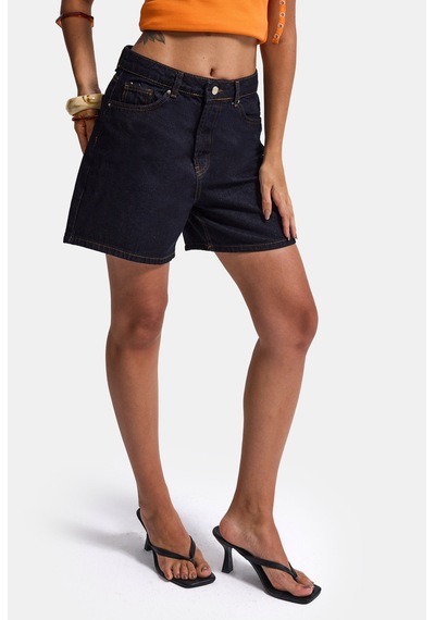 Itsbasic Kadın İndigo Selvedge Diana 7s6-50 Relax Mom Fit Denim Şort