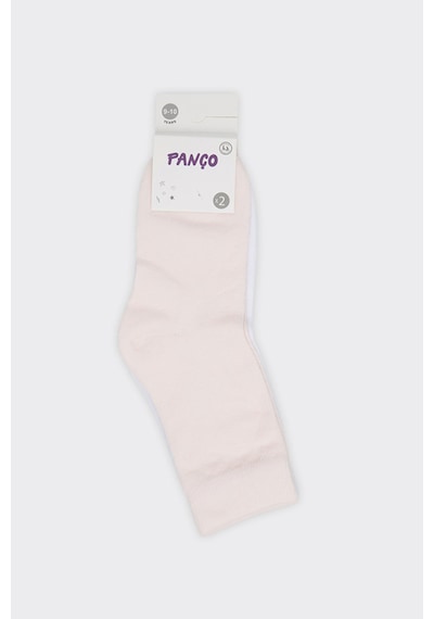Panço Unisex Çocuk 2'li Basic Pembe-beyaz Soket Çorap 2412UK11001