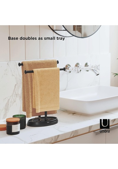 Palm Lavabo İçin Havlu Askısı, Serbest Duran Havlu Askısı, İki Kollu Metal Takı Koyma Yeri İle, Siyah, Standart Boyut Cok Renkli