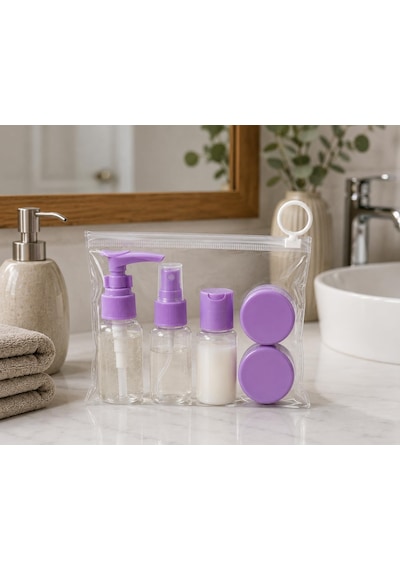 5 Parça Seyahat Şişe Seti, 30 Ml Doldurulabilir Şampuan Krem Parfüm Şişeleri, Pompalı Spreyli Kozmetik Şişe Ve 10 Ml Krem Kavanozu, Taşıma Çantalı Seyahat Dolum Seti Asorti Renk