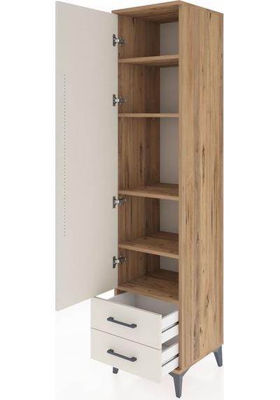 Hyperion Dolap 5 Raflı 2 Çekmeceli Tek Kapaklı 44x44x195 Çam-aytaşı Atlas Çam