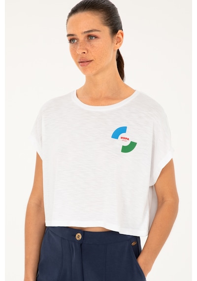 U.S. Polo Assn. Kadın Beyaz Bisiklet Yaka Tişört 50284353-VR013