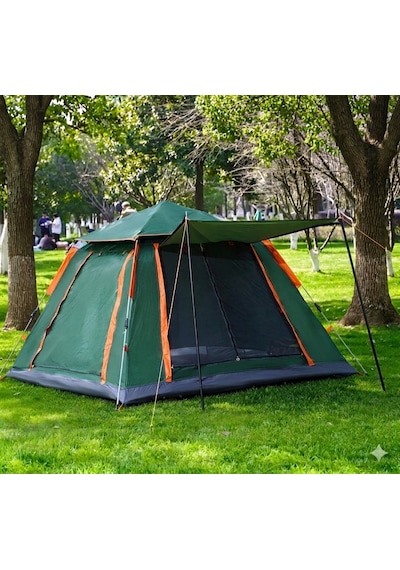 Tam Otomatik Tenteli 4-6 Kişilik 240x240x155cm Kamp Çadırı Yeşil