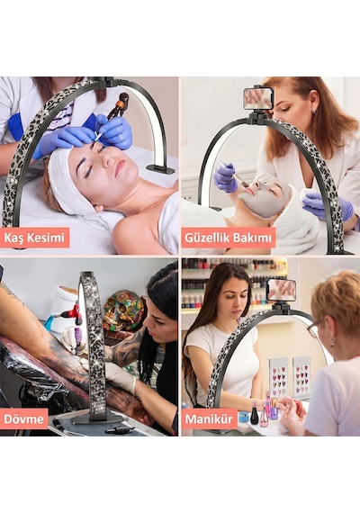 Trled F-700a 70cm Zebra Desenli Katlanabilir Masaüstü Manikür Ve Protez Tırnak Lambası Standart