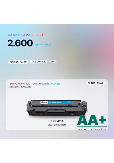 Hp 305a Ce411a Mavi Uyumlu Toner Aa Plus / Laserjet Pro M351 / M375 / M451 / M475