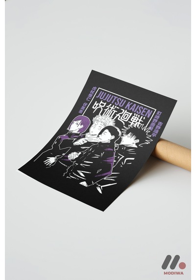 Jujutsu Kaisen Karakter Grubu Poster, Çerçevesiz Yüksek Kalite Duvar Afişi - Anime Severlere Özel He