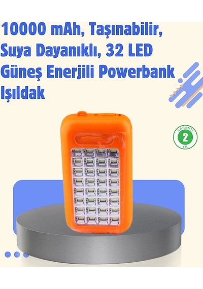 Gold Silver Gs-875 Güneş Enerjili Powerbank Ve 32 Led Işıldak Turuncu