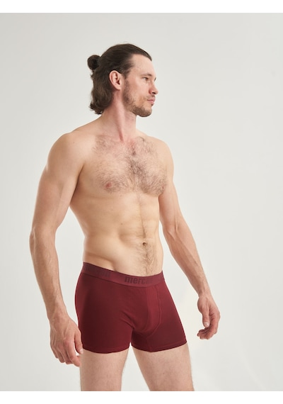 Mercan Erkek Bordo Boxer %96 Pamuklu Likralı Esnek Rahat Kesim Boxer
